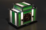Radio-Glo Stained Glass + Chrome Radio in Green with White - Exceptional
